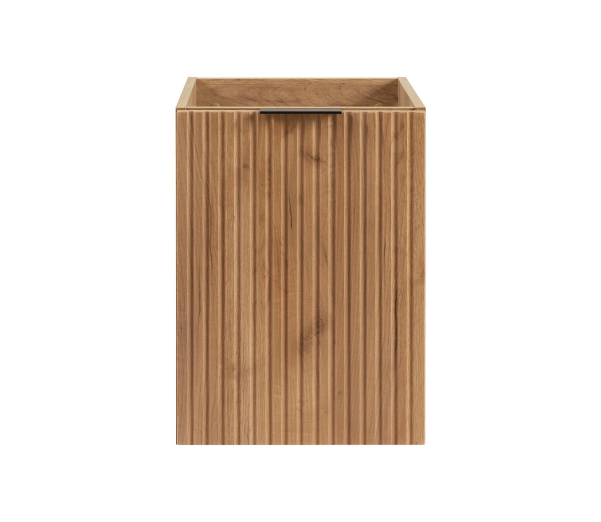 BADEZIMMERSCHRANK MIT WÄSCHEKORB: Eiche Craft, 40 x 57 x 46 cm, schwarze Griffe - Eichefarben, Holzwerkstoff (40/57/46cm) - 3XE LIVING