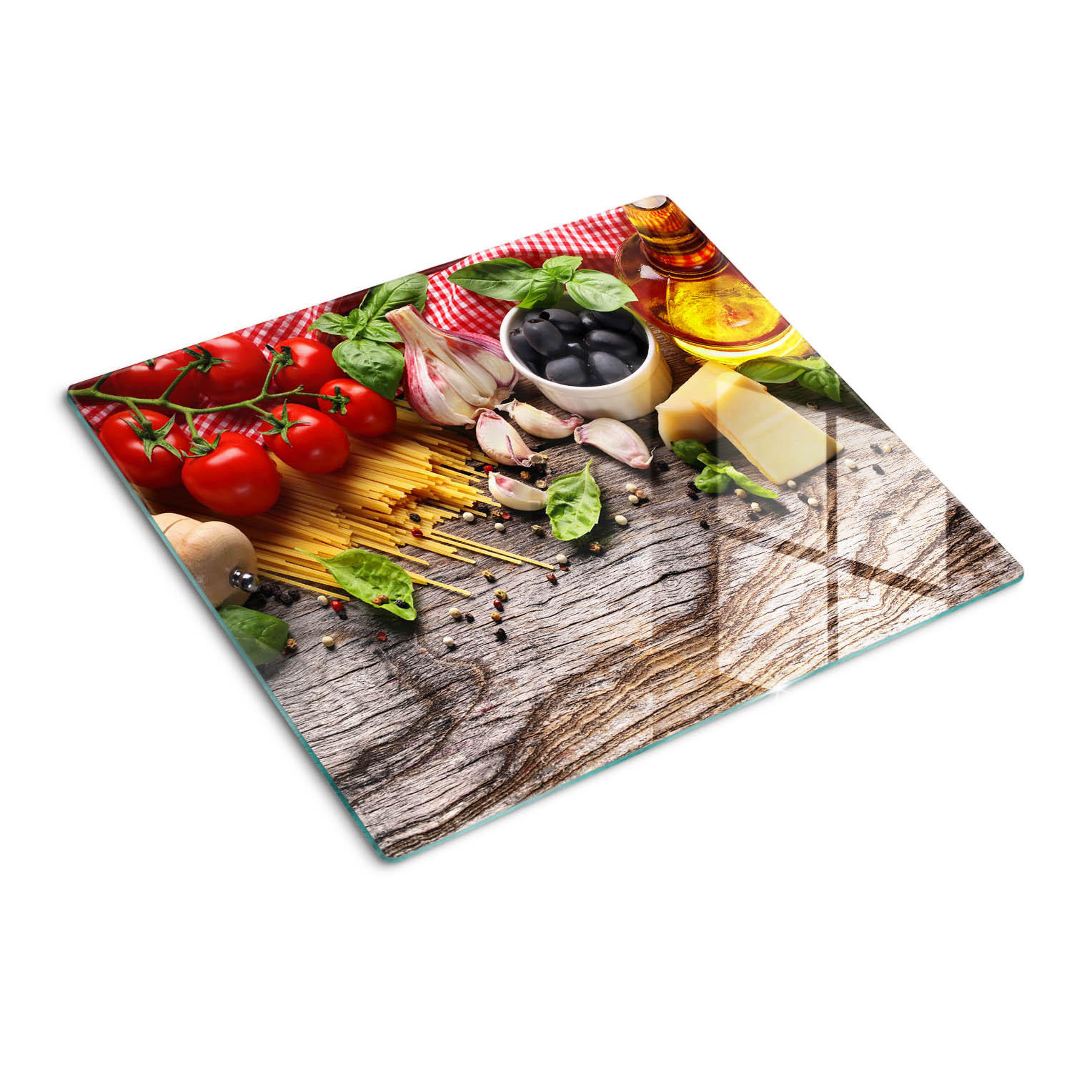 GLASPLATTE 60x52 cm Italienisches Essen - Multicolor, Glas (60/0.4/52cm) - TULUP
