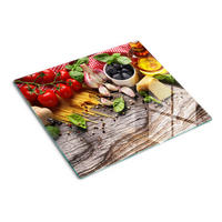 GLASPLATTE 60x52 cm Italienisches Essen - Multicolor, Glas (60/0.4/52cm) - TULUP