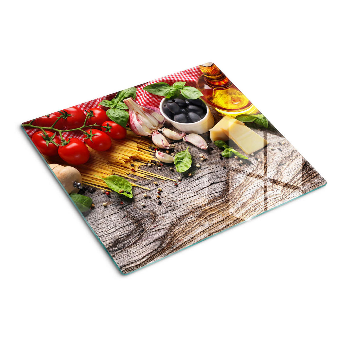 GLASPLATTE 60x52 cm Italienisches Essen - Multicolor, Glas (60/0.4/52cm) - TULUP