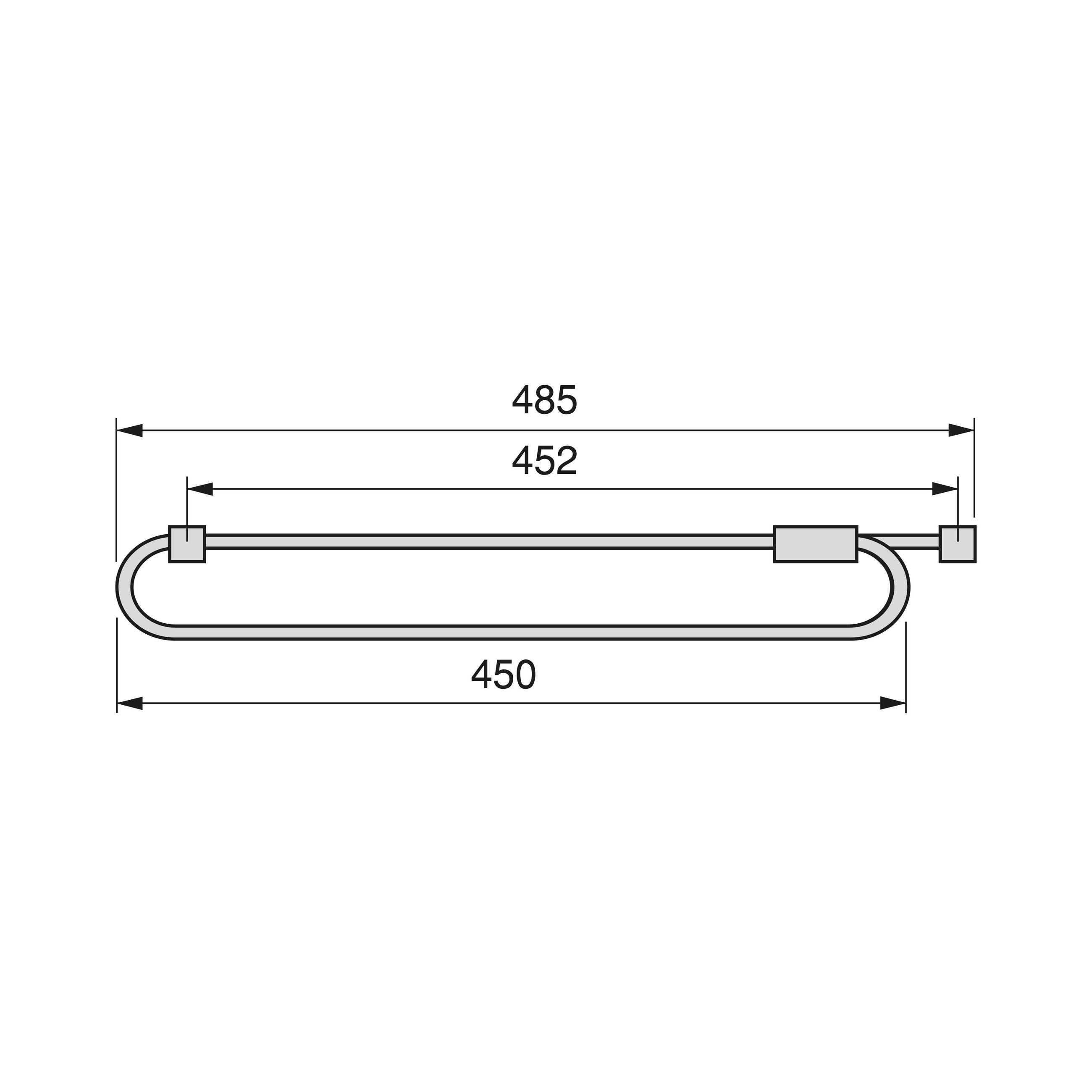KLEIDERSTANGE Ausziehbarer Self für Schränke, 450, Grau metallic, Stahl und Kunststoff - Silberfarben, Metall (0.1/1/45cm) - EMUCA