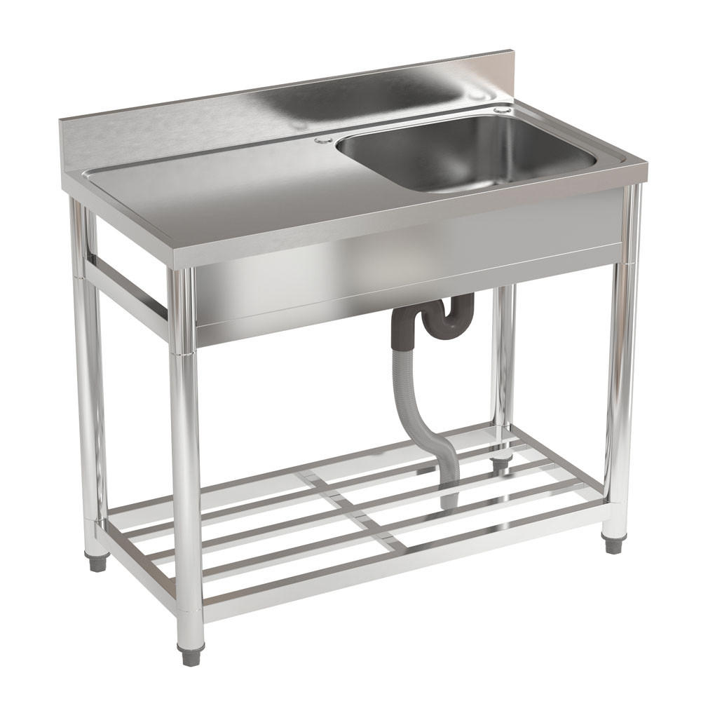 GASTROSPÜLE 100/50/90 cm Edelstahl Abtropffläche links - Silberfarben, Metall (100/90/50cm) - Livingandhome