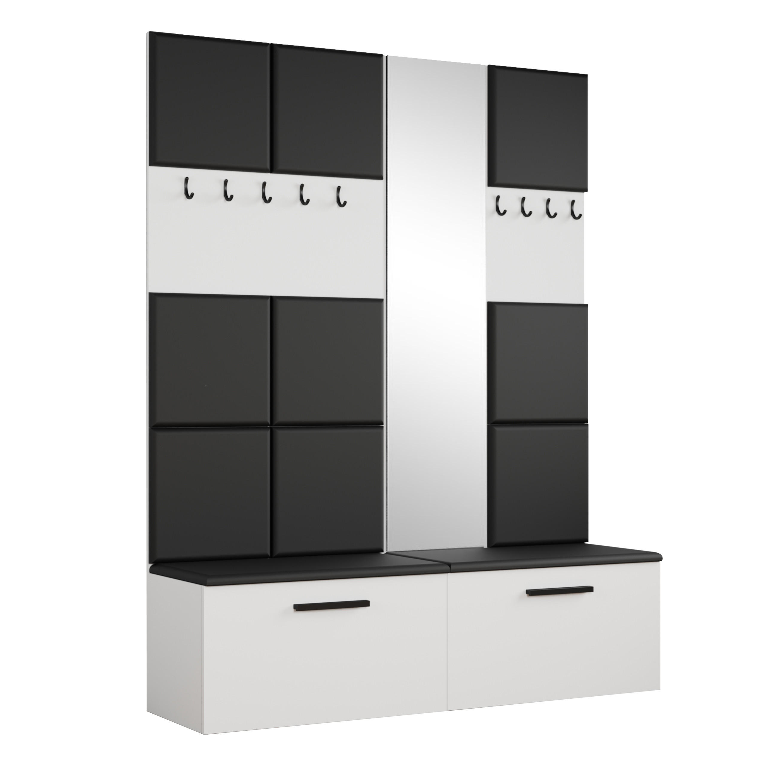 GARDEROBENSCHRANK MODULO 161,2/204/40 cm Modern Garderobe-Set Weiß - Schwarz/Weiß, Holzwerkstoff (161.2/204/40cm) - MASSENO