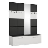 GARDEROBENSCHRANK MODULO 161,2/204/40 cm Modern Garderobe-Set Weiß - Schwarz/Weiß, Holzwerkstoff (161.2/204/40cm) - MASSENO