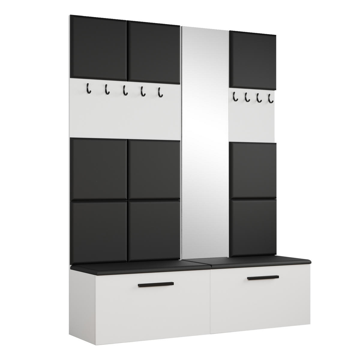 GARDEROBENSCHRANK MODULO 161,2/204/40 cm Modern Garderobe-Set Weiß - Schwarz/Weiß, Holzwerkstoff (161.2/204/40cm) - MASSENO