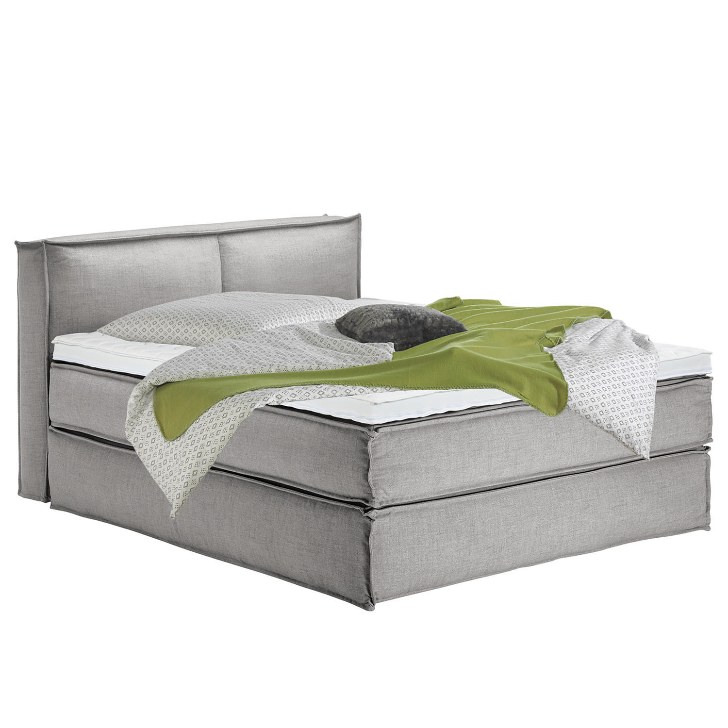 BOXSPRINGBETT mit Kopfteil - Premium - Grau, Textil (160/220cm) - home24