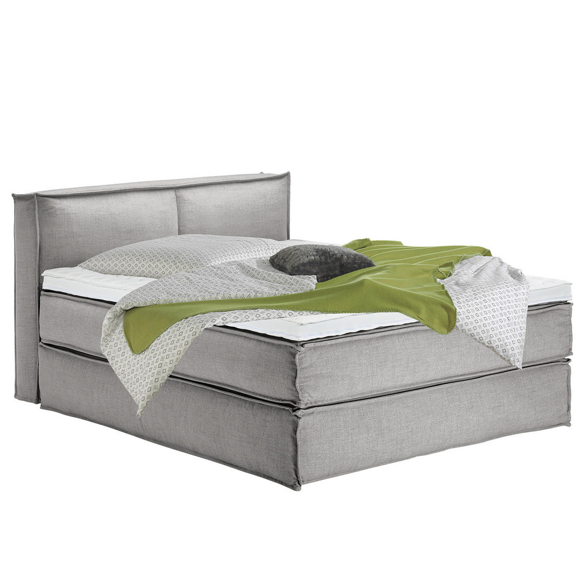 BOXSPRINGBETT mit Kopfteil - Premium - Grau, Textil (160/220cm) - home24