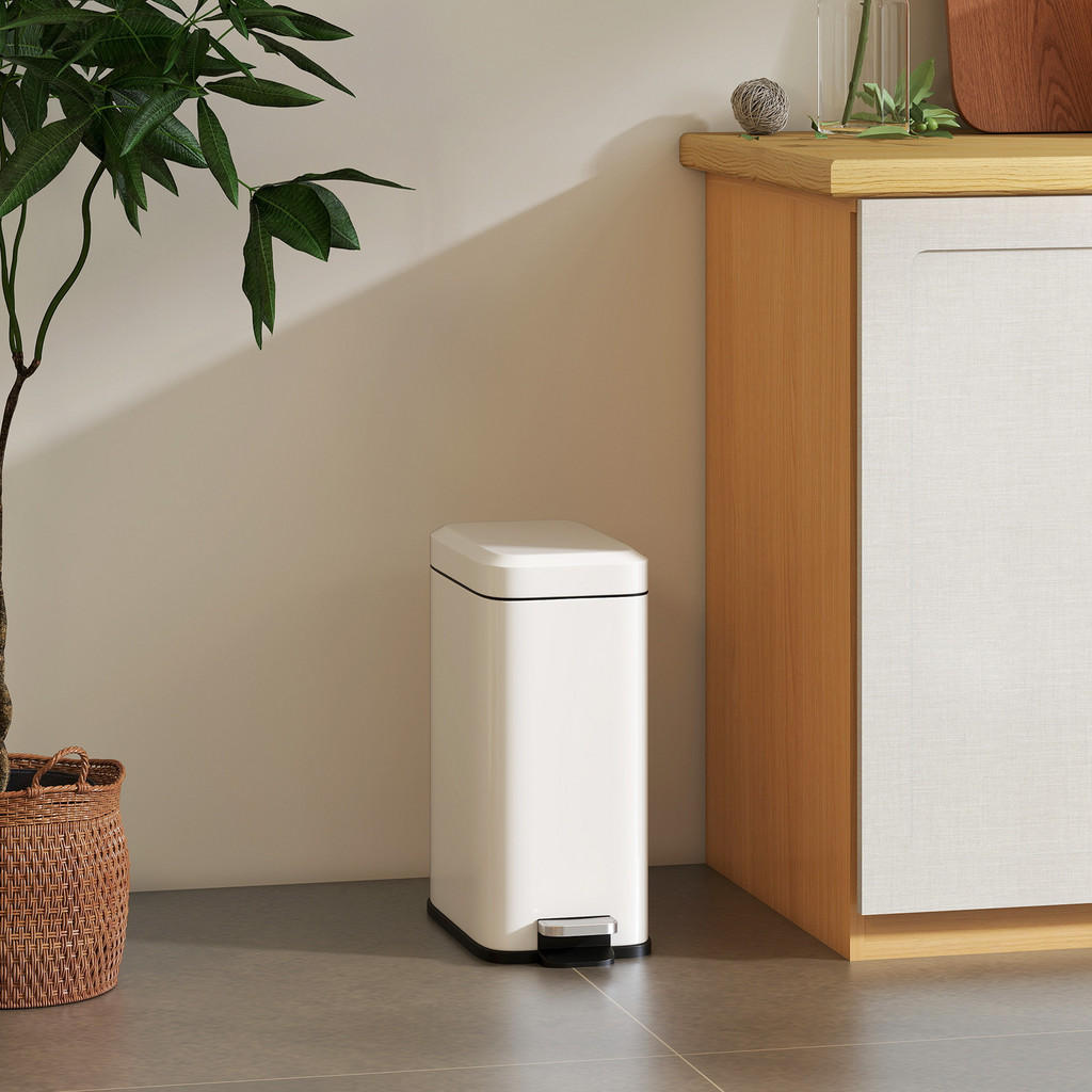 Thumbnail - Homcom Mülleimer, Weiß, Metall, 14x32x29.2 cm, Küchen, Küchenausstattung, Mülleimer