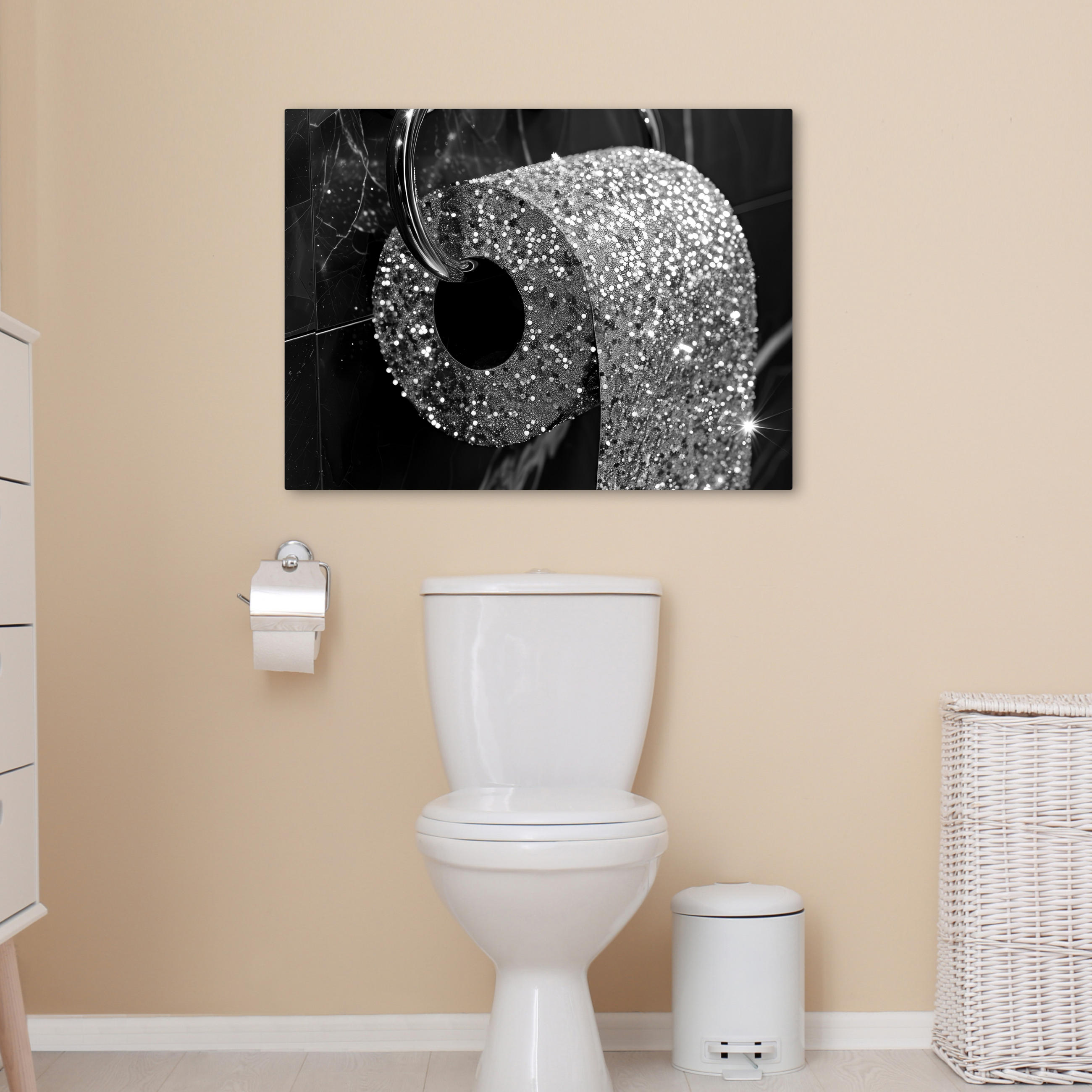 MuchoWow Leinwandbild Silber 80x60 cm