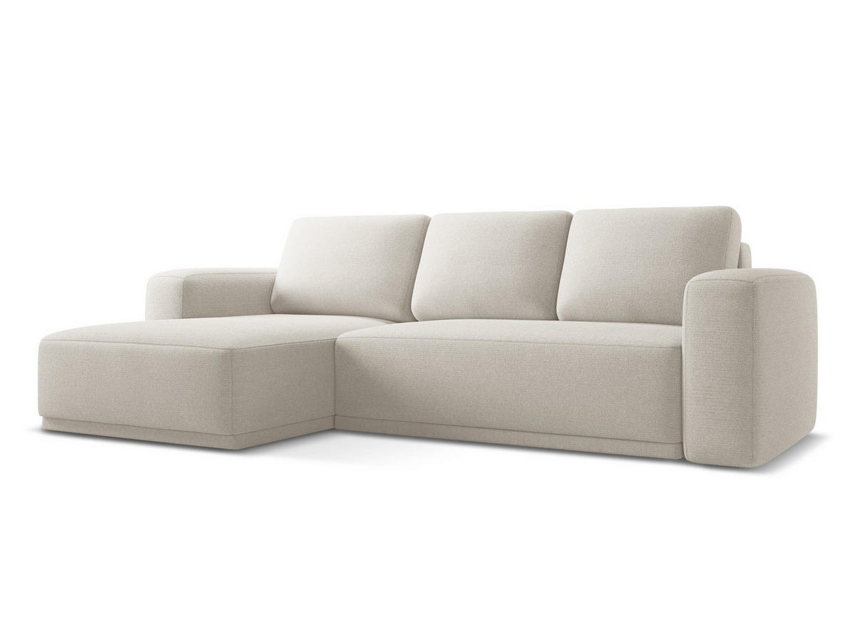ECKSOFA mit Schlaffunktion Chenille Stoff Grau - Silberfarben/Schwarz, Kunststoff/Textil (160/258cm) - Makamii