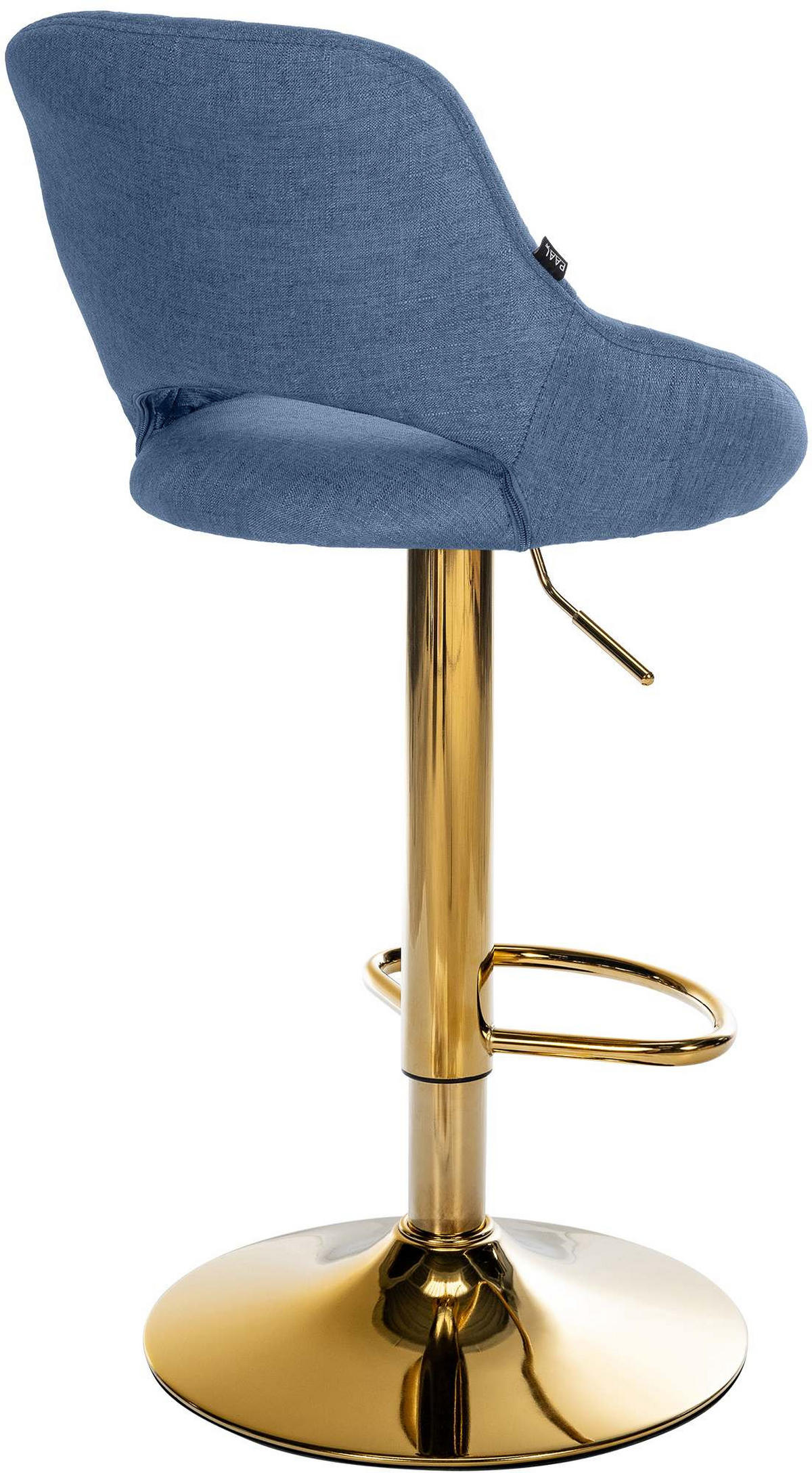BARHOCKER Stoff Blau - Blau/Goldfarben, Textil/Metall (47/85/48cm) - CLP