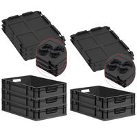EUROBOX 5x NextGen Color mit Auflagedeckel 12x40x60 cm 23 Liter Schwarz Griffe schwarz offen - Anthrazit/Schwarz, Kunststoff (40/12/60cm) - PROREGAL