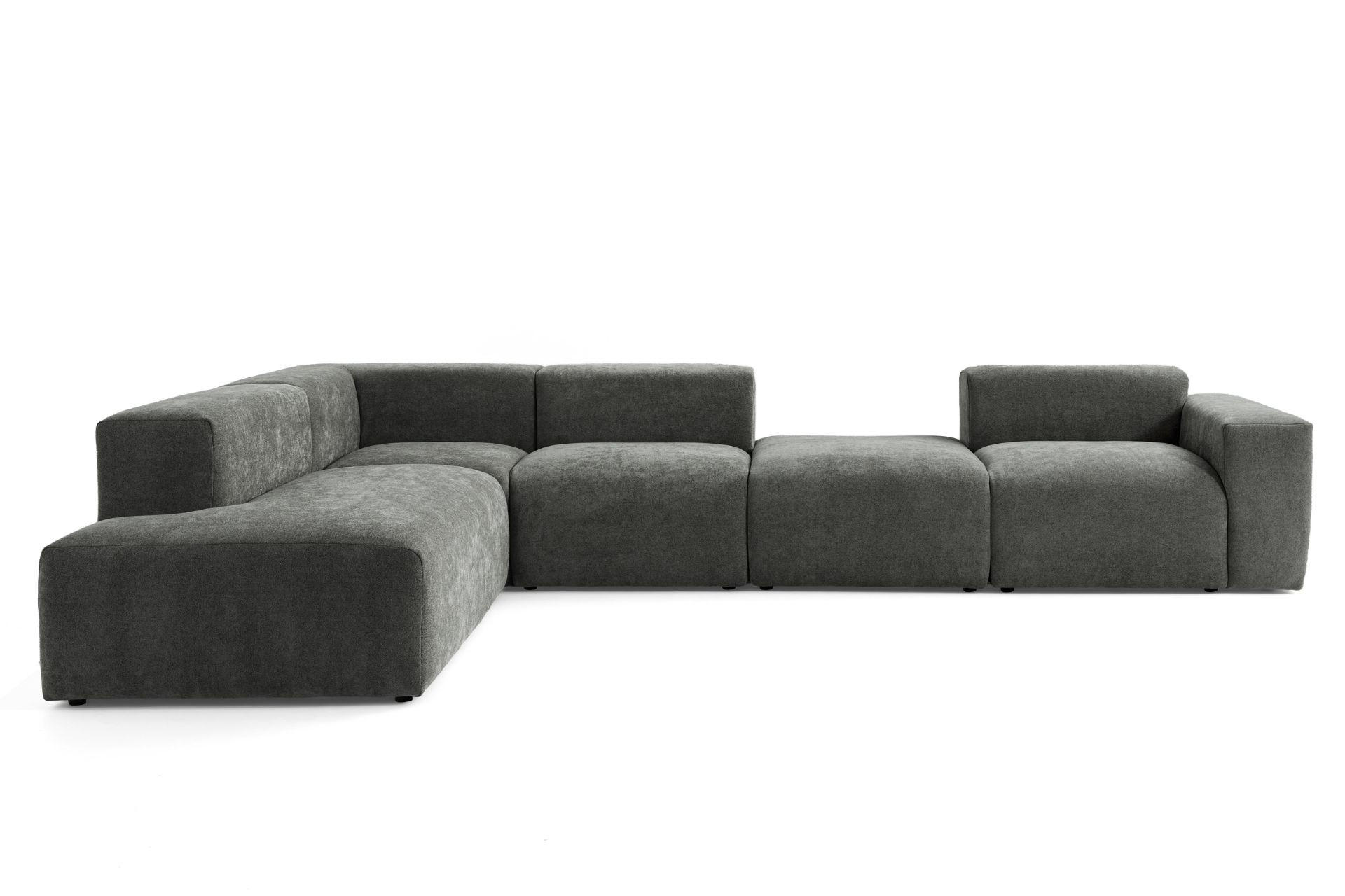 5-SITZER modulares Ecksofa HEAVEN SET 5 Links, Breite 380 cm Webstoff Dunkelgrau - Dunkelgrau/Schwarz, Holz/Kunststoff (380/245cm) - Muffo