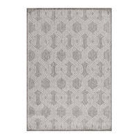 TEPPICH Outdoor Flachgewebe Geometrisch Polypropylen Balkon Grau Rechteckig 200x290 - Grau, Textil (200/290cm) - KADIMA DESIGN