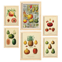 POSTER Set Mit 6 Gesund In Vintage A3 & A4 Rahmen Aus Hellem Holz - Beige, Papier (29/3cm) - Nacnic