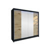 SCHWEBETÜRENSCHRANK Talin II, mit RGB LED Beleuchtung - Silberfarben/Braun, Holzwerkstoff/Metall (180/215/58cm) - MIRJAN24