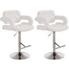 BARHOCKER 2er Set Lederlook weiß - Chromfarben/Weiß, Textil/Metall (62/103/55cm) - CLP