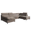 WOHNLANDSCHAFT Olettio Braun 342/205/96 cm – großes Sofa mit Schlaffunktion R - Schwarz/Braun, Holz/Textil (342/96/205cm) - AX Living