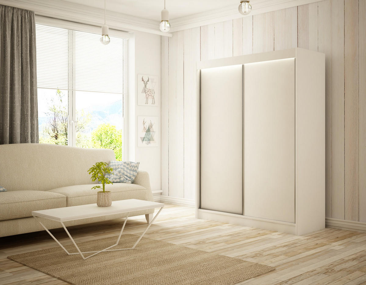 KLEIDERSCHRANK BEROG - 120 cm - Weiß - Weiß, Holzwerkstoff (120/215/61cm) - ALTDECOR