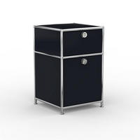 BÜRO-STANDCONTAINER, Metall, 40cm, 1 Schublade + 1 hohe Schublade, Graphitschwarz - Chromfarben/Silberfarben, Metall (40/62.7/39.7cm) - Versee