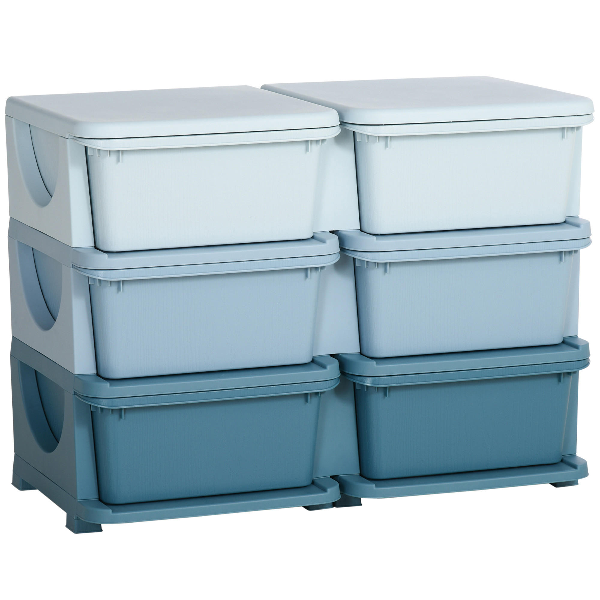 SPIELZEUGKISTE DE-09537 3 Schubladen mit Sitzfläche Blau - Blau, Kunststoff (37/75cm) - ComfortXL