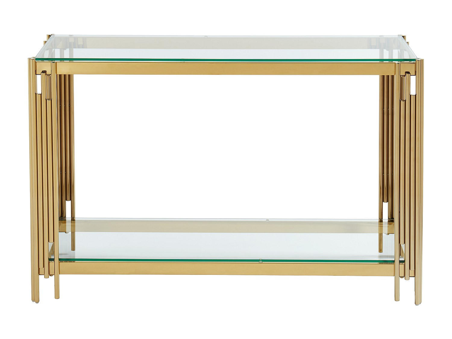 KONSOLENTISCH - 123.5 cm x 43.5 cm - Glas - Goldfarben - NOMELANO - Goldfarben, Glas (43.5/123.5/78cm) - Vente-Unique
