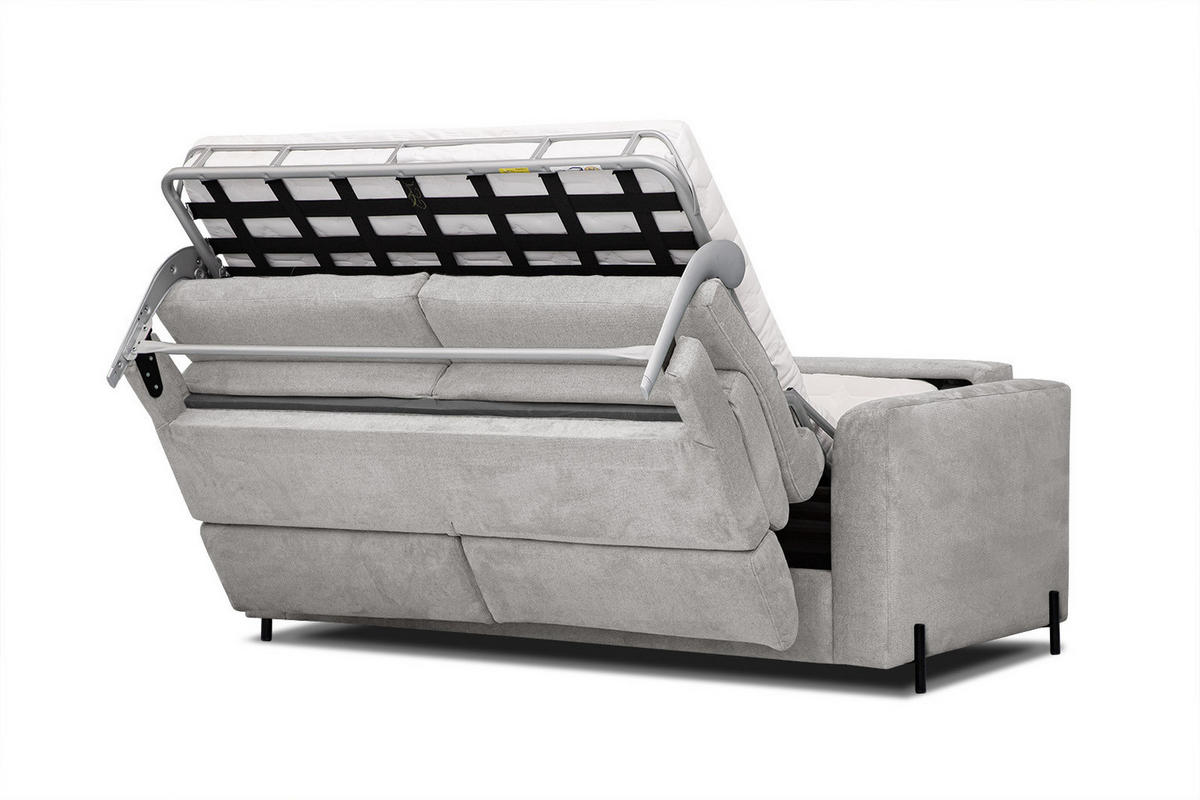 SOFA MEZO 3-Sitzer mit Schlaffunktion, beige - Beige/Schwarz, Holz/Textil (232/90/107cm) - Courtois Laville
