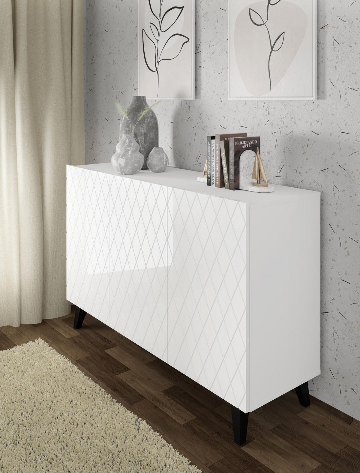 KOMMODE Weiß 145/90/42 - Weiß, Holzwerkstoff (145/90/42cm) - RAUMHIRSCH FURNITURE