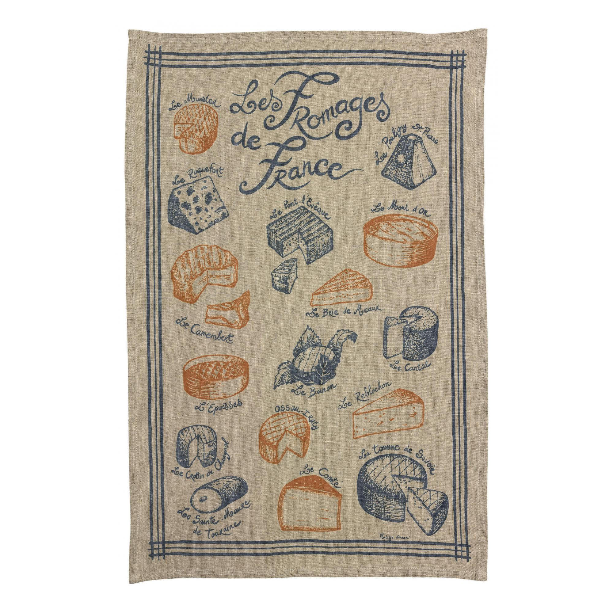 LEINEN-GESCHIRRTUCH Les fromages natur 45 x 70 cm - Naturfarben, Textil (45/70cm) - Winkler