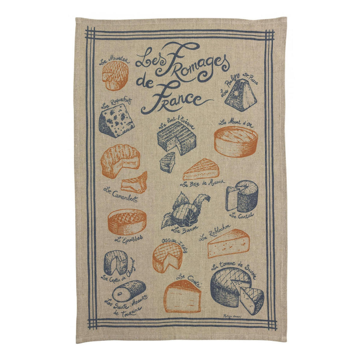 LEINEN-GESCHIRRTUCH Les fromages natur 45 x 70 cm - Naturfarben, Textil (45/70cm) - Winkler