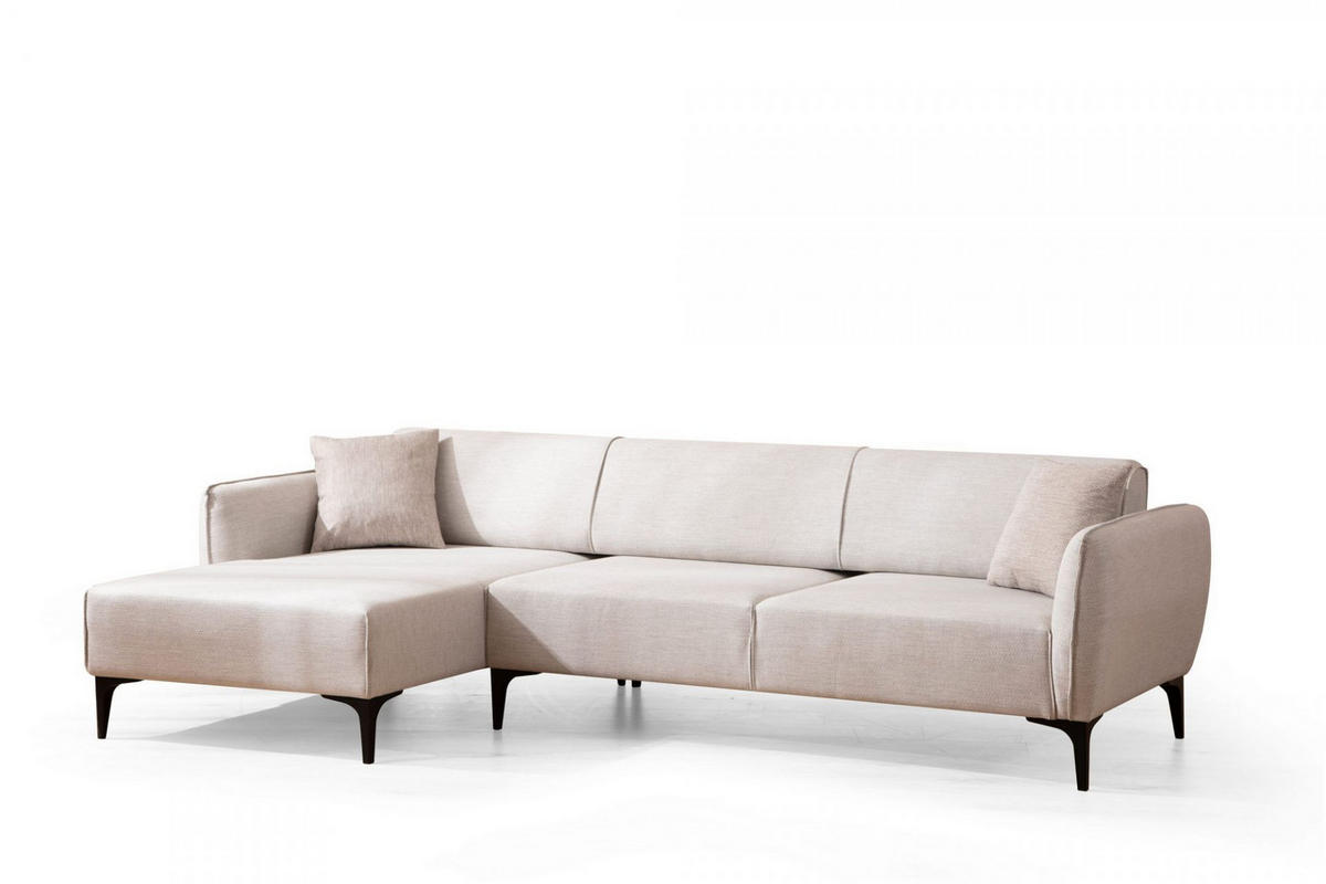 ECKSOFA mit verstellbarer Rückenlehne - Beige/Schwarz, Holz/Kunststoff (270/140cm) - myHomelando