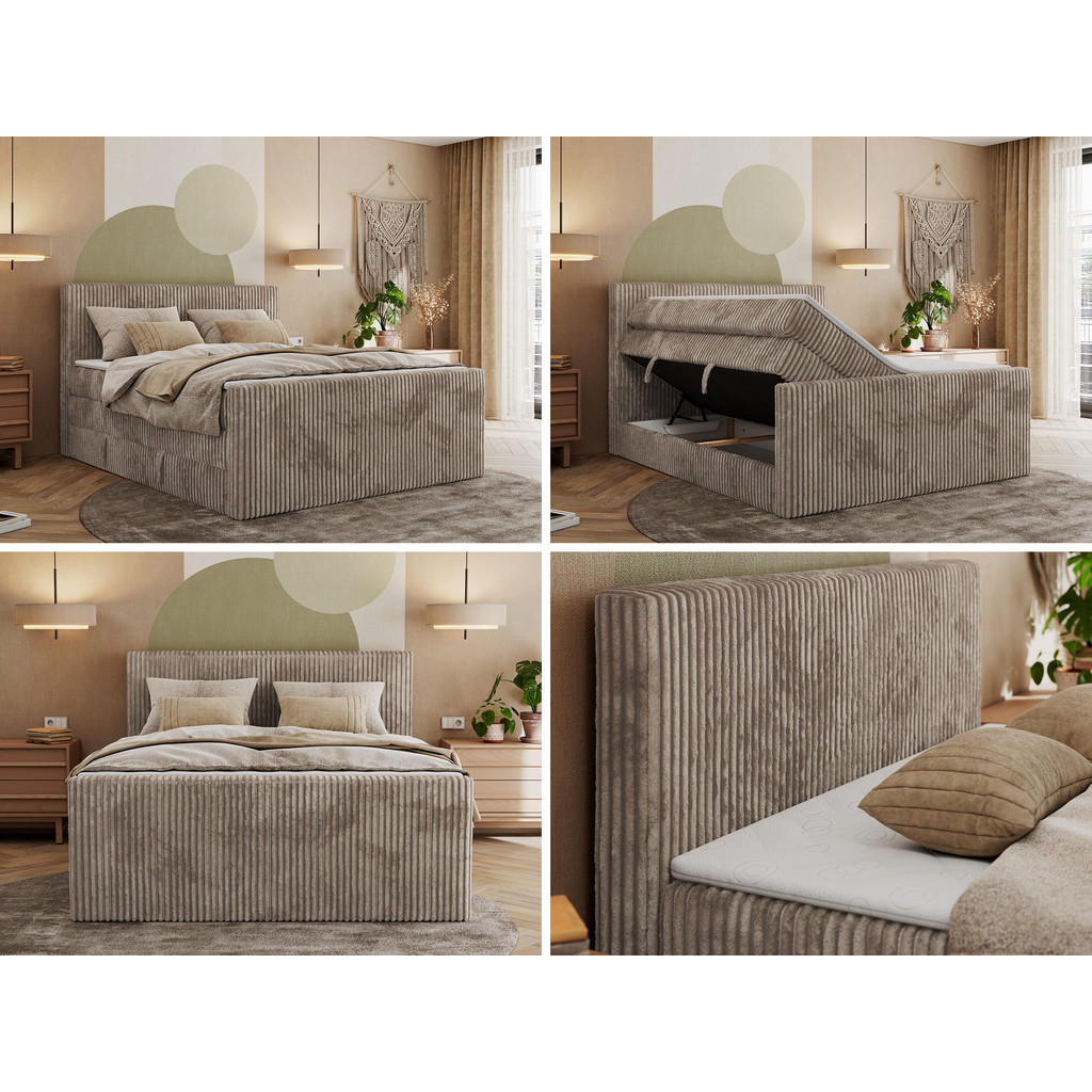 Thumbnail - MKS Boxspringbett, Hellbraun, Textil, 2-Sitzer, H3, 7-Zonen, Rechteckig, 200x200 cm, Oeko-Tex®, Schlafzimmer, Betten, Bo...