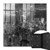 SCHLÜSSELBOX Schwarz 30x30 cm- Türöffnung nach rechts - Stadt bei Nacht - Schwarz, Metall (30/30/5cm) - TULUP