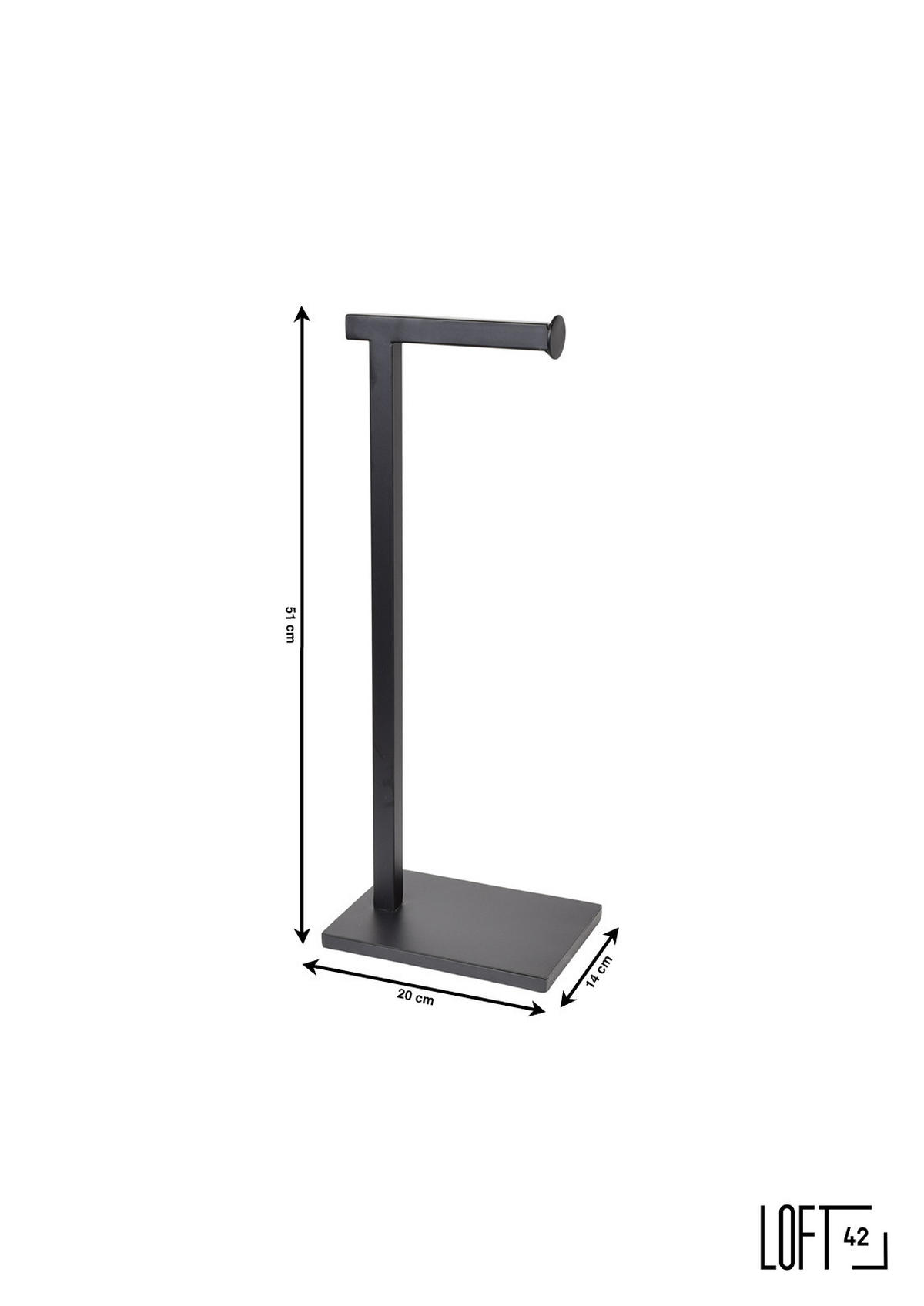 TOILETTENPAPIERHALTER Riva Schwarz - Schwarz, Metall (20/51/14cm) - LOFT42