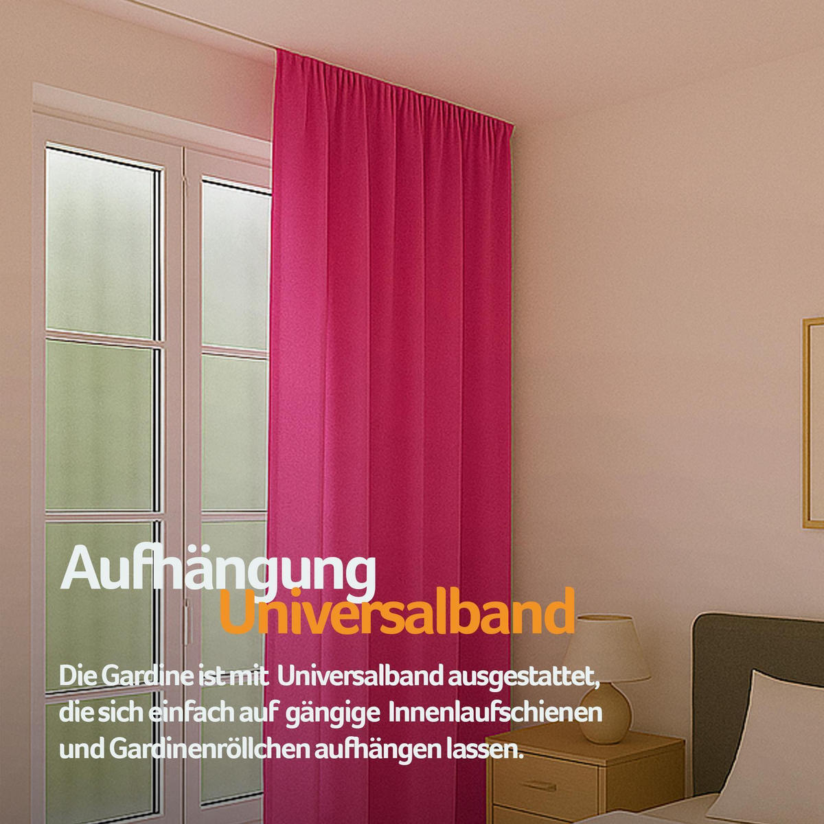 FERTIGVORHANG blickdicht 140x175 cm Universalband Pink - Pink, Textil (140/175cm) - Bestlivings