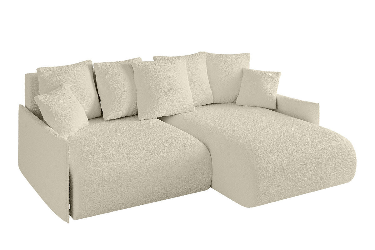 ECKSOFA Ottomane rechts ONESK-L -v1 216x177x72 Beige Bouclé - Creme, Holzwerkstoff/Kunststoff (177/216cm) - ALTDECOR