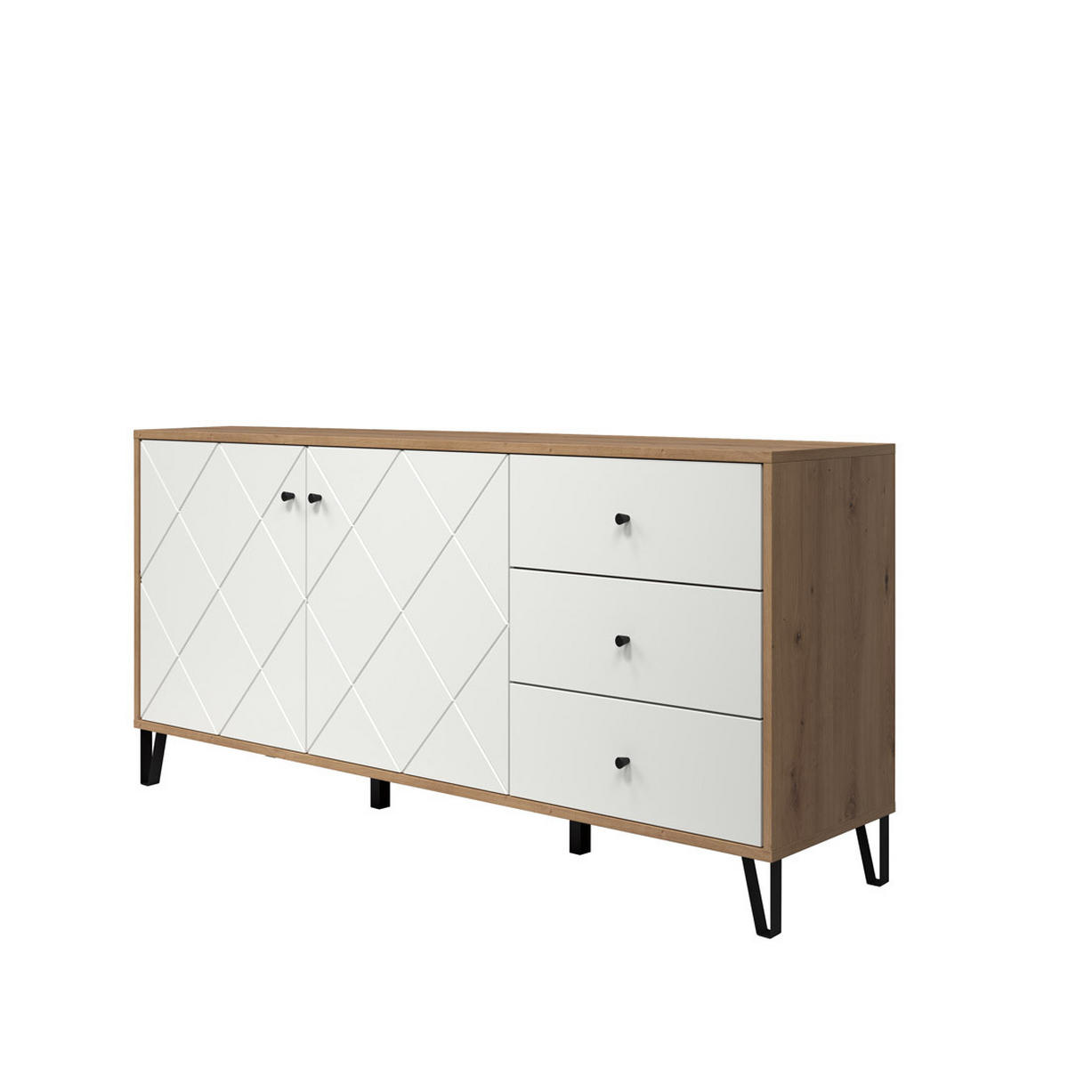 SIDEBOARD weiß - Eichefarben, Holzwerkstoff (123/76/40cm) - ebuy24