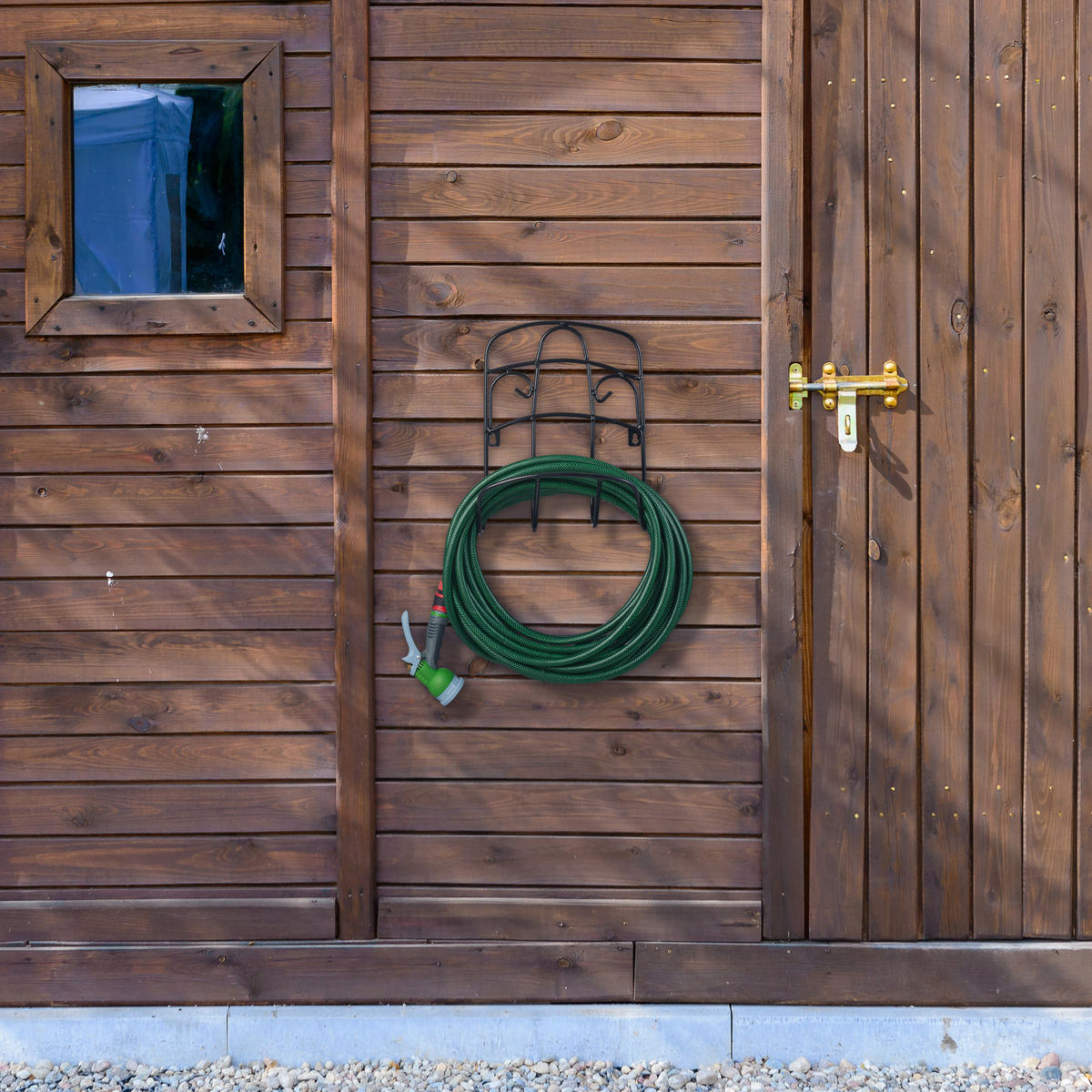 SCHLAUCHHALTER - Schwarz, Metall (30/38/16cm) - Relaxdays