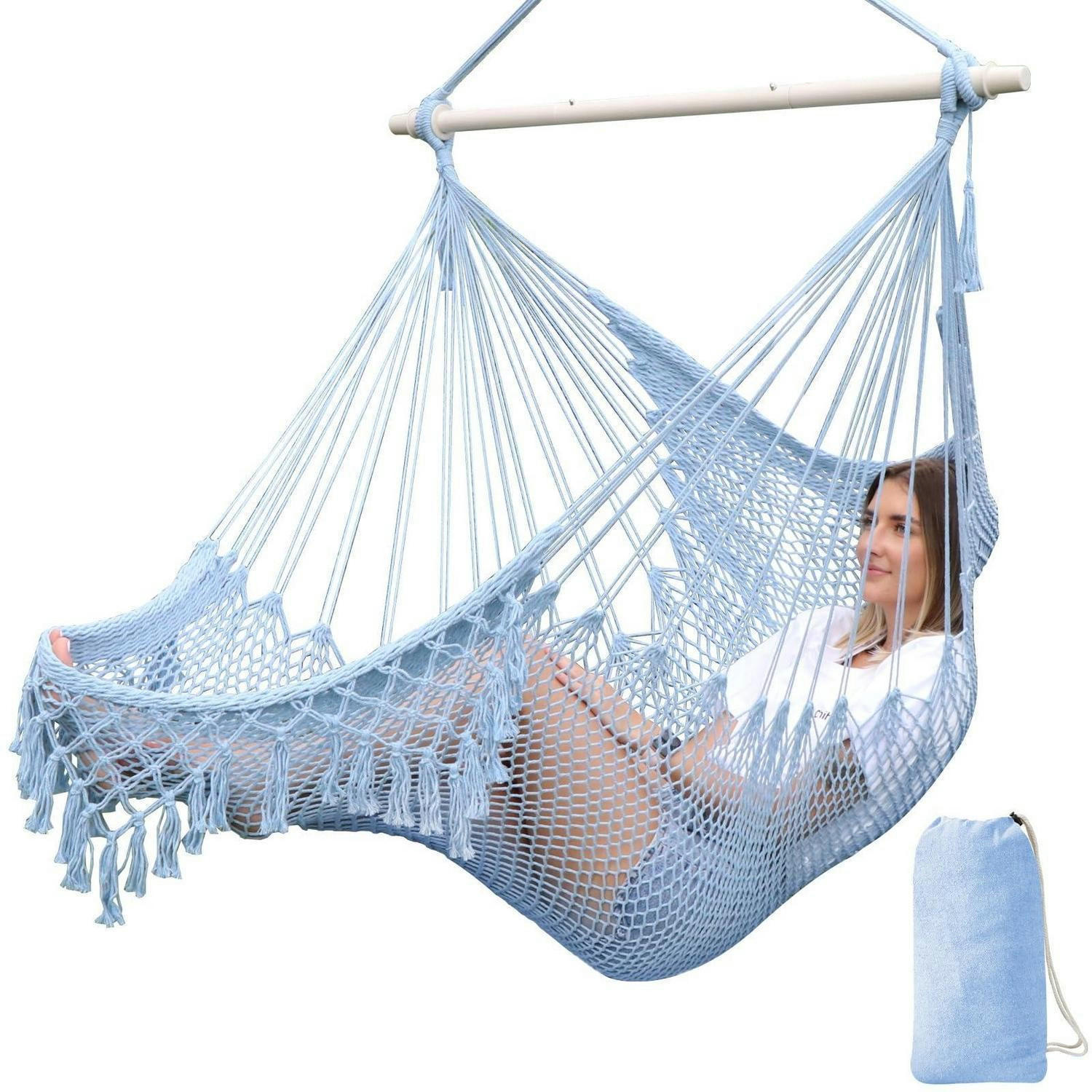 HÄNGESESSEL Baumwolle Hellblau 240 x 80 cm - Hellblau, Textil (80/1.5/240cm)