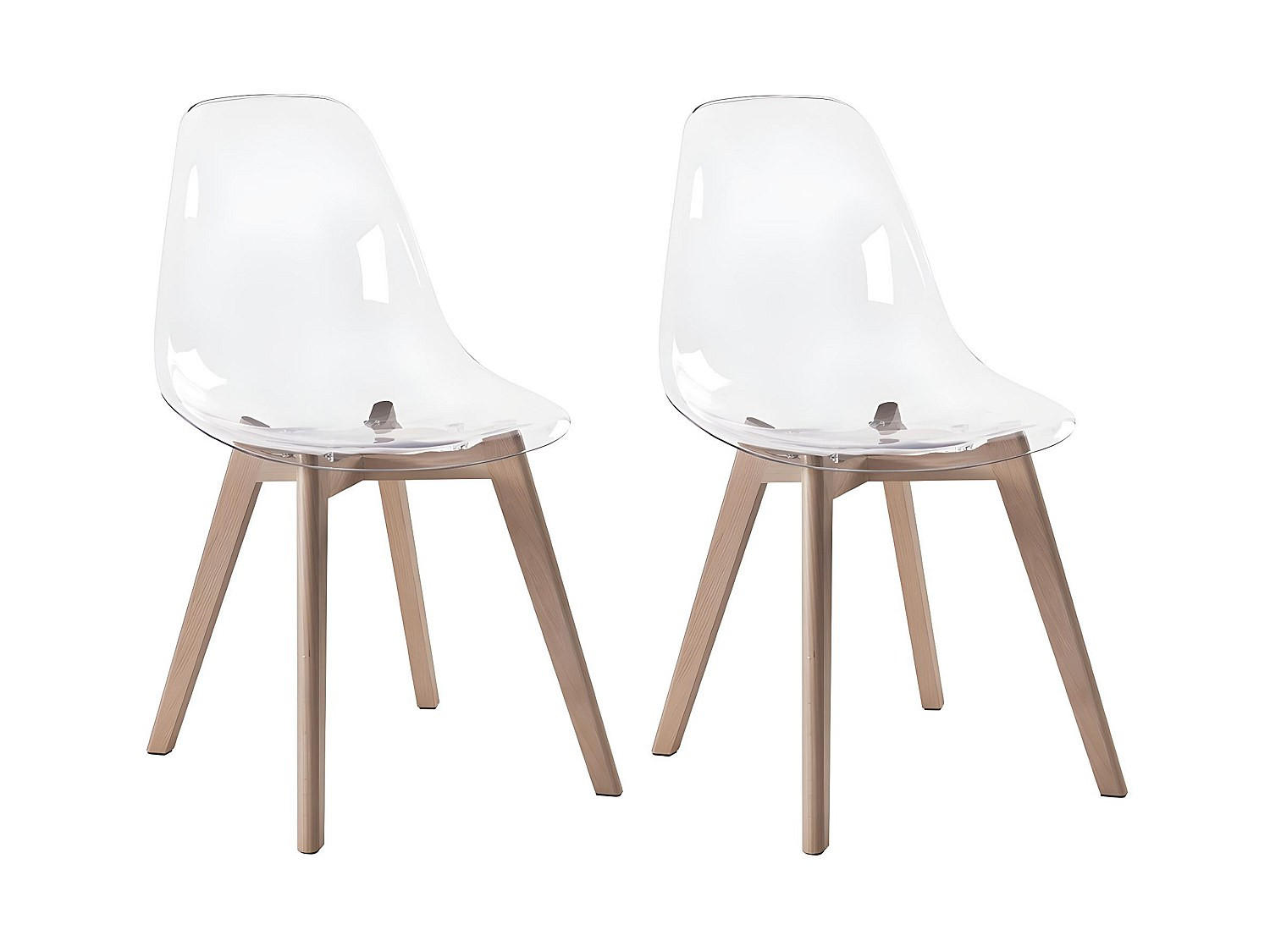 STUHL 2er-Set - Polycarbonat & Buche - Transparent - AUDRA - Transparent, Kunststoff (52/85/47cm) - Vente-Unique