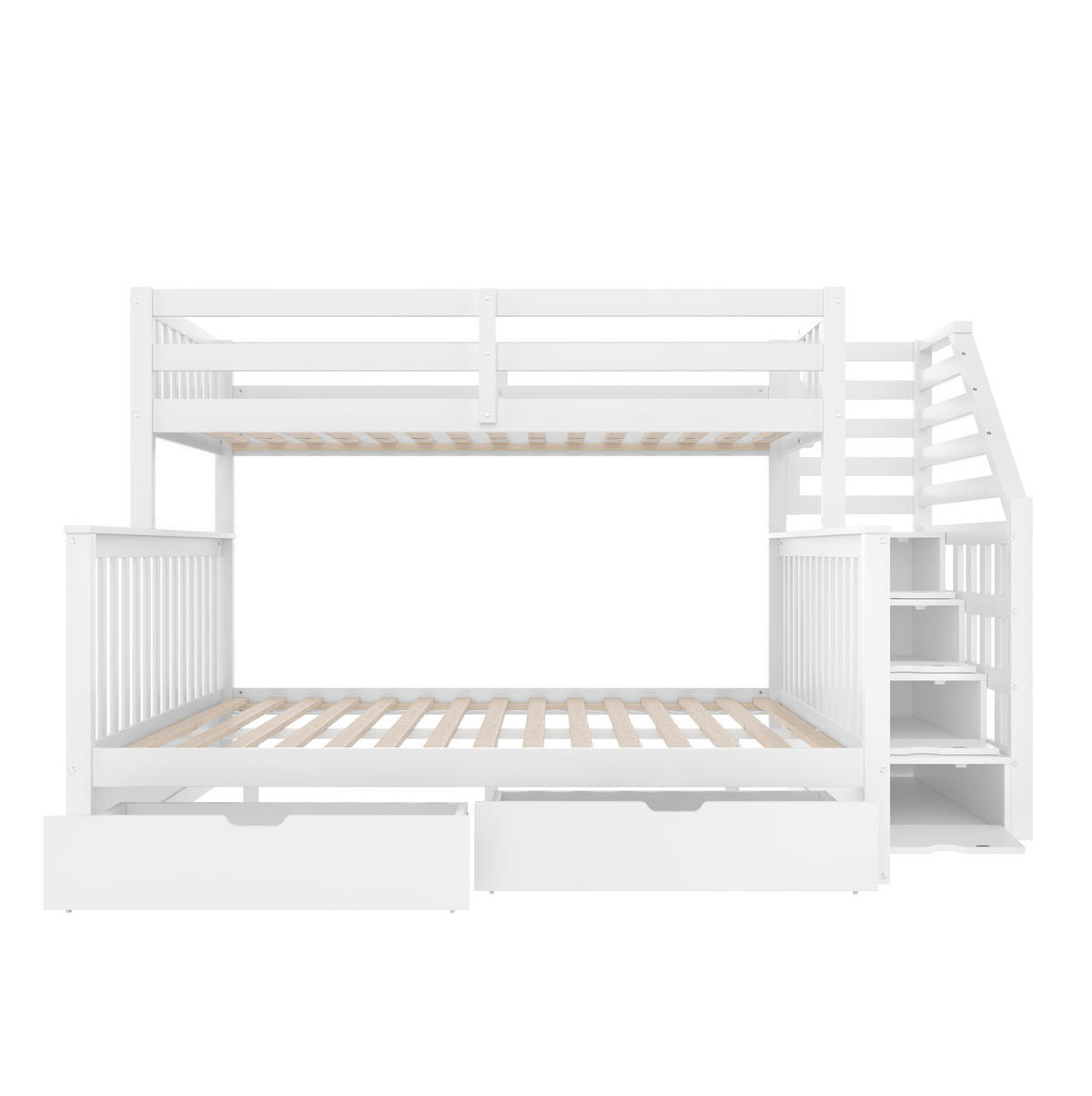 ETAGENBETT 90/200 über 140/200 cm in Weiß mit Schubladen und Stauraum - Weiß, Holzwerkstoff (90/200cm) - OKMYHOME