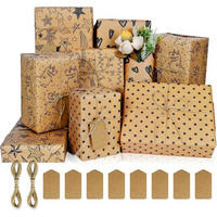 GESCHENKPAPIER Set 5-teilig Kraftpapier mit Schnur und Anhängern - Multicolor, Papier (15/0.6/19cm)