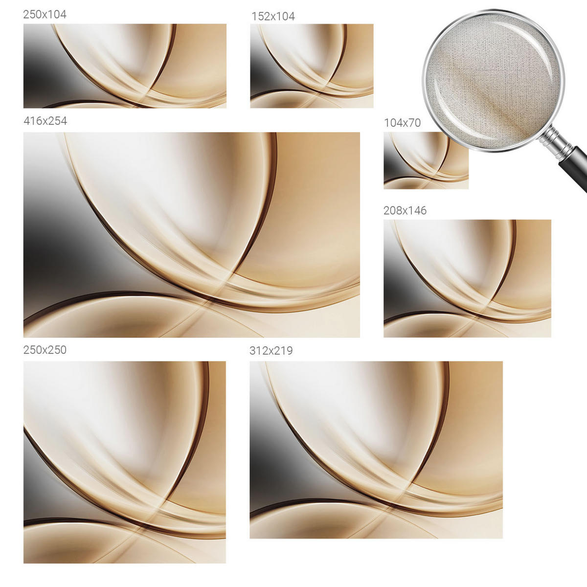FOTOTAPETE 104x70 cm - Abgerundete Linien - Beige, Textil (104/70cm) - Wallfluent
