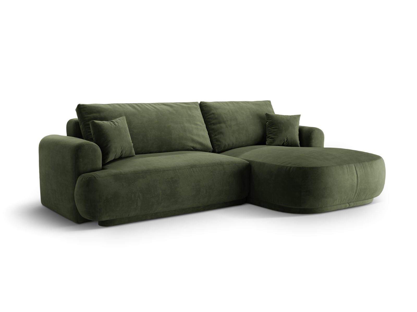 SCHLAFSOFA modular mit Bettkasten rechts Ella aus Samt grün 5 Sitzplätze - Grün, Textil (174/271cm) - Micadoni