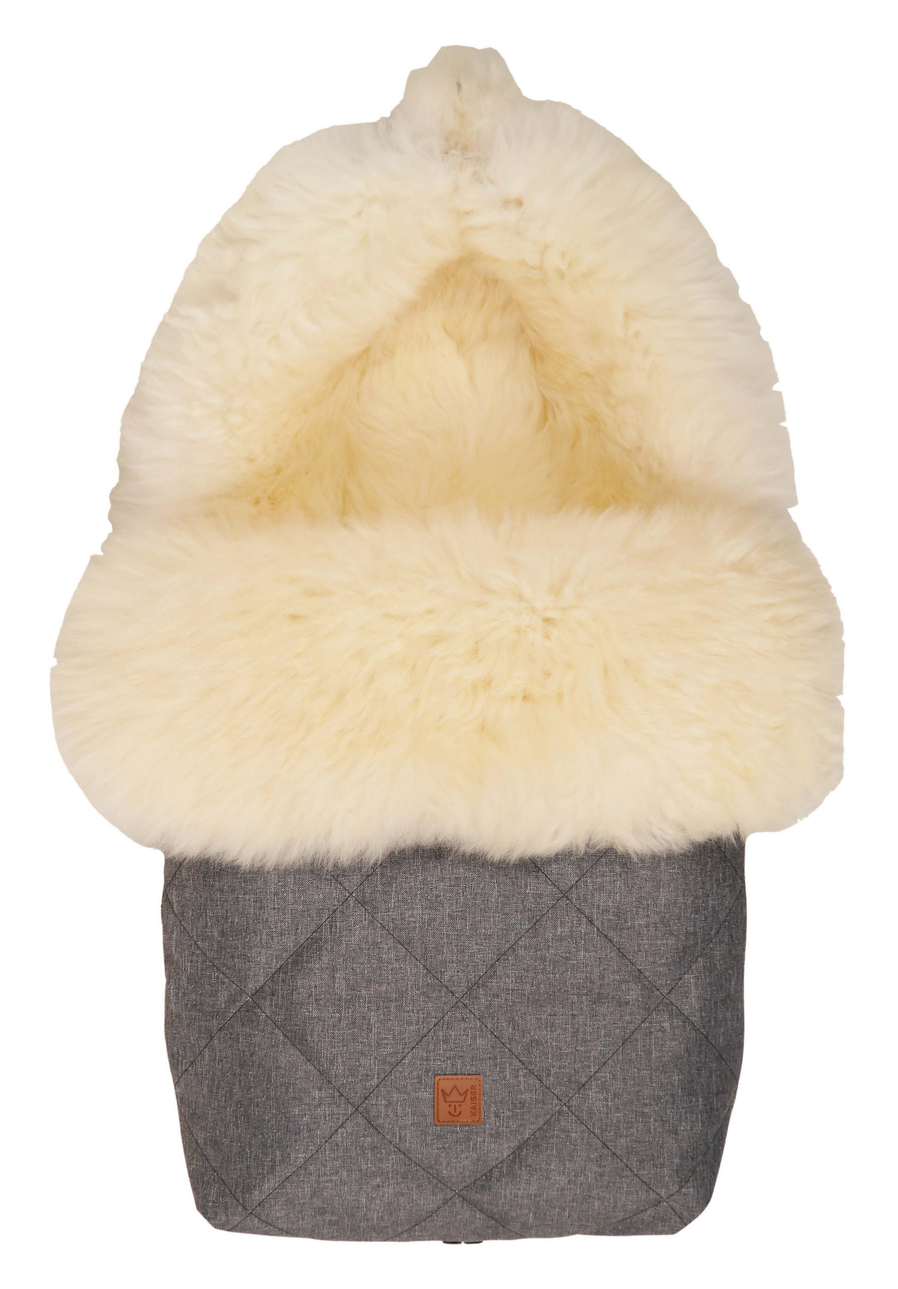 LAMMFELL-FUSSSACK Nelly, milky sand, anthracite melange - Grau, Fell (46/8/88cm) - Kaiserbaby