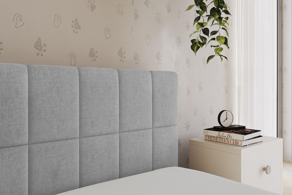 EINZELLBETT Jugendbett mit Bettkasten, Links - TULY 90x200 Grau - Hellgrau, Holzwerkstoff/Textil (90/200cm) - ALTDECOR