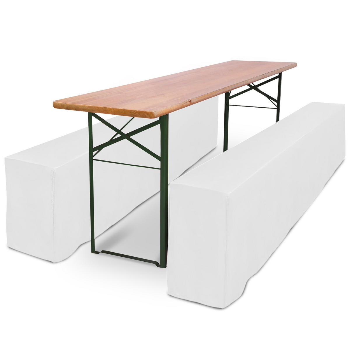 BIERTISCHHUSSE Premium L 50 cm Weiß 3tlg - Weiß, Kunststoff/Textil (50/220cm) - Beautissu 