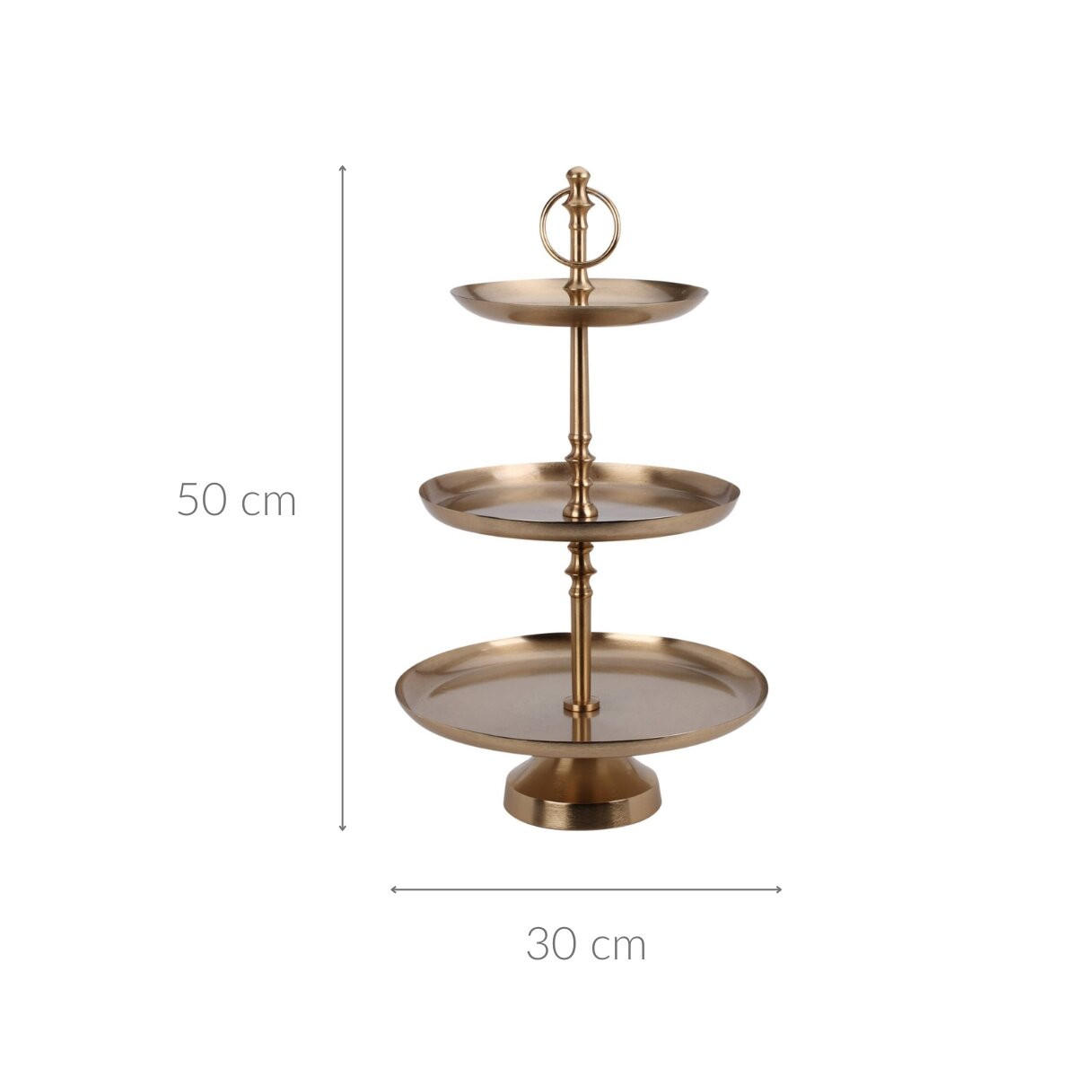 TABLETT Metall 3 Ebenen 50 cm - Goldfarben, Metall (30/50cm) - Home Styling Collection