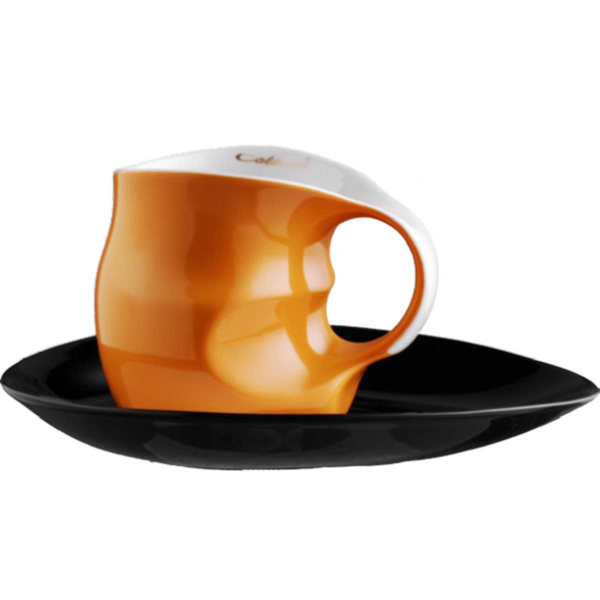 KAFFEE - Cappuccino Tasse mit Untertasse color orange 2 tlg. - Multicolor/Orange, Keramik (0.23L) - Luigi Colani Porzellan