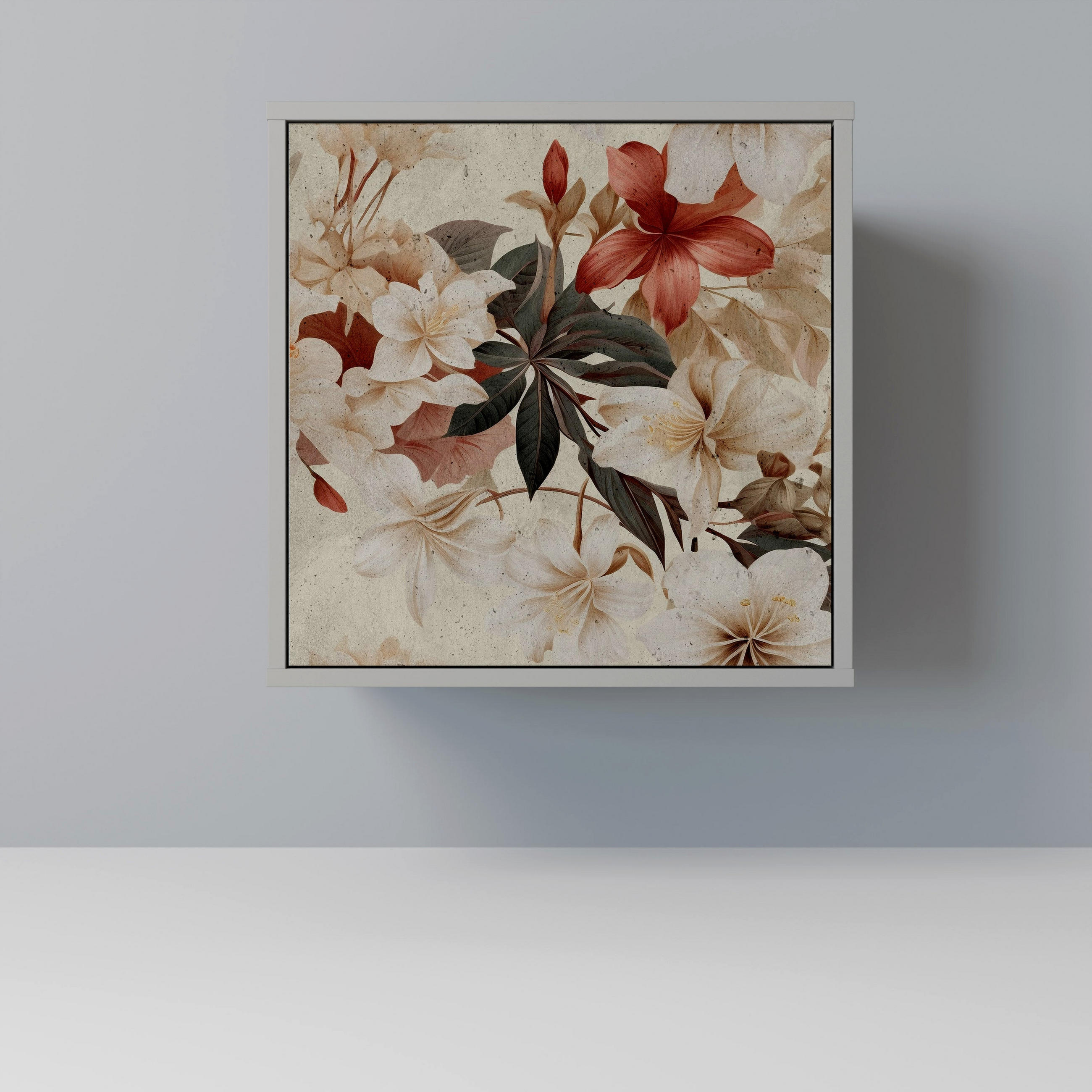 SIDEBOARD PETAL HARMONY, Grau, 57,5x42x57,5 cm, Ohne Füße - Multicolor/Grau, Holzwerkstoff (57.5/57.5/42cm) - SpaceRebels